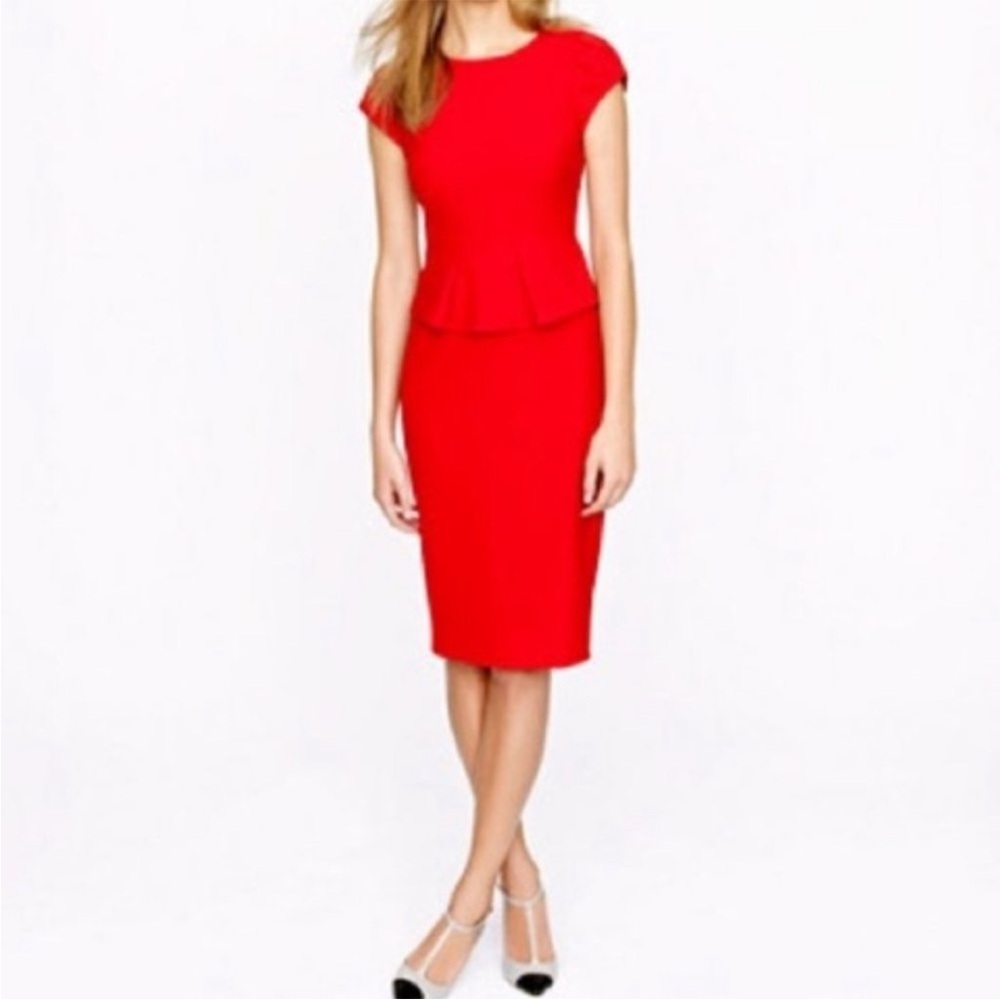 J. Crew Red Peplum Dress Cap Sleeve Sz 6